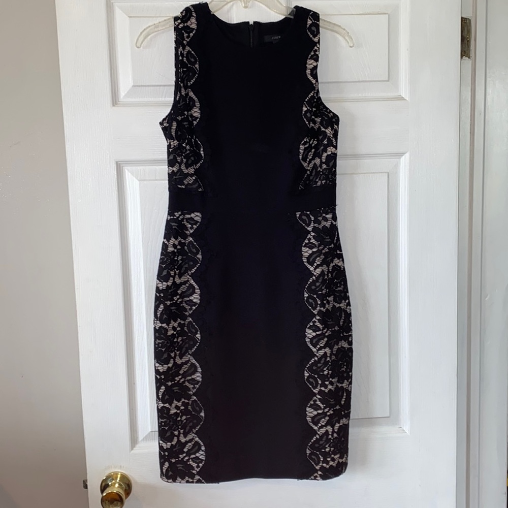 J.Crew Black Lace Panel Sheath Dress